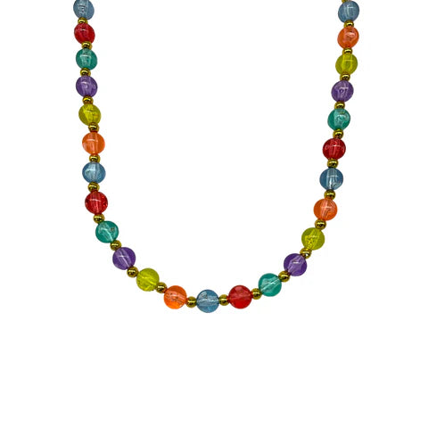 38 12mm Clear Rainbow Bead Necklace