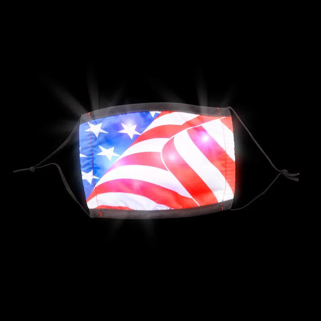 Light-Up Patriotic Face Mask Adult Size - Pack of 12