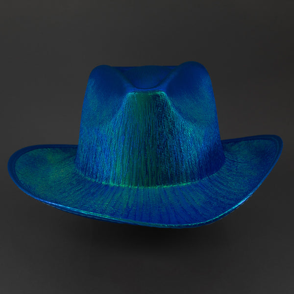 Sparkly Iridescent Glitter Space Blue Cowboy Hats - Pack of 4