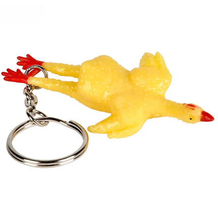 3" Stretch Rubber Chicken Keychain
