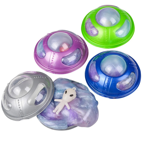 3 Inches UFO Alien Rainbow Slime - 12 Per Pack
