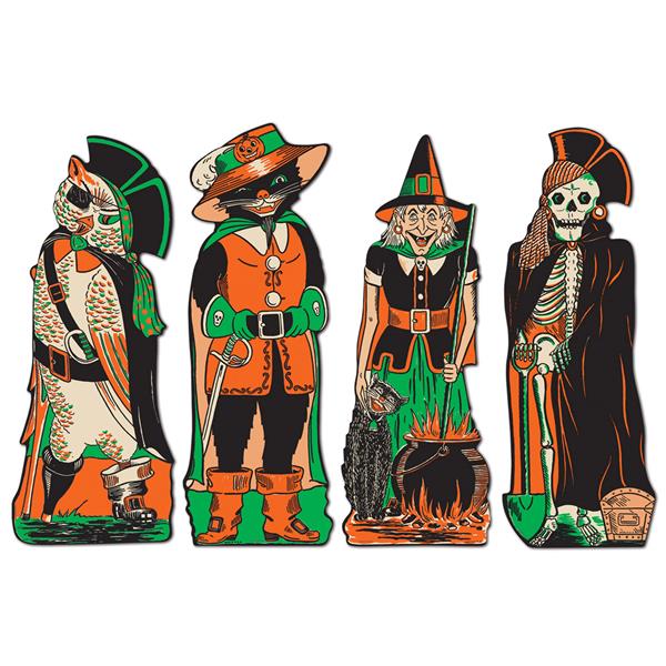 Vintage Halloween Cutouts - Pack of 4