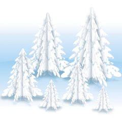 3D Clear Winter Pine Trees Centerpiece - 6 Per Pack