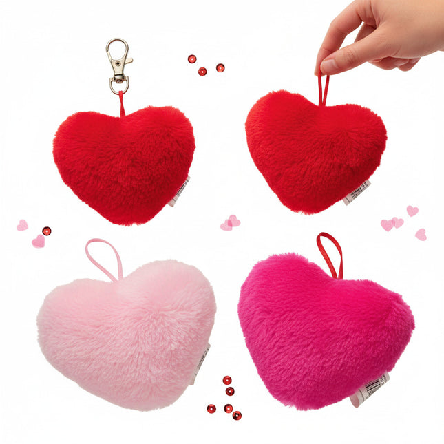 4" Assorted Plush Hearts For Valentine's Day
