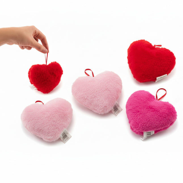 4" Assorted Plush Hearts - 12 Per Pack