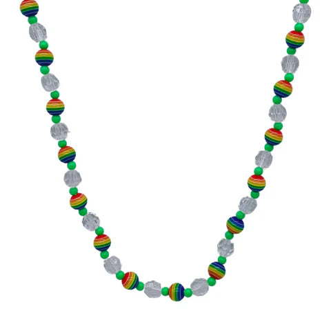 40 12MM Rainbow & Facet Beads Necklace