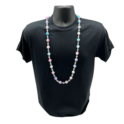 40 Inches 16mm Pink, Purple & Turquoise Marbled Beaded Necklace