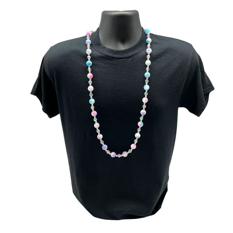 40 Inches 16mm Pink, Purple & Turquoise Marbled Beaded Necklace