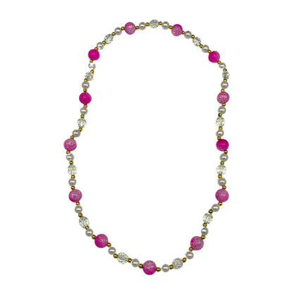 40 Inches Acrylic Light Pink and Hot Pink Marble Beaded Necklace