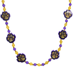 40" Purple and Gold Tiger Paw Beads Necklace