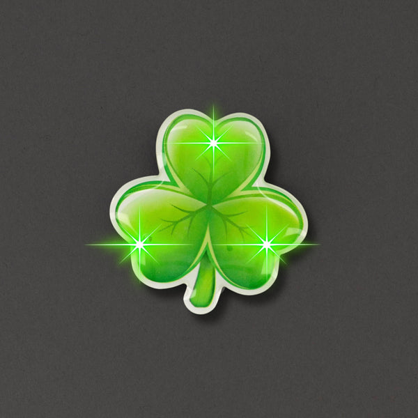 LED Luck of the Irish Shamrock Flashing Body Light Lapel Pins