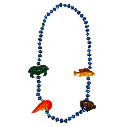 42 Inches Crab, Fish, Shrimp & Clam Beaded Necklace