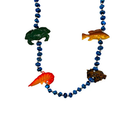 42 Inches Crab, Fish, Shrimp & Clam Beads Necklace