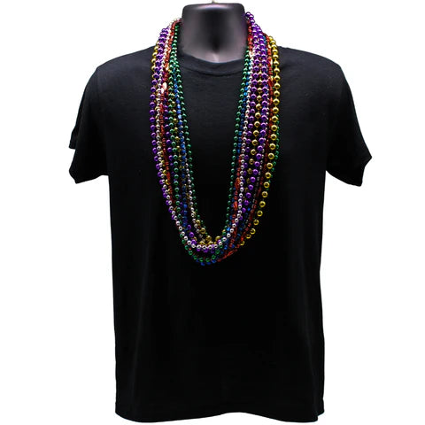 42 Inches Mix 6 Styles & Metallic 6 Color Beads - Pack of 12 Necklaces