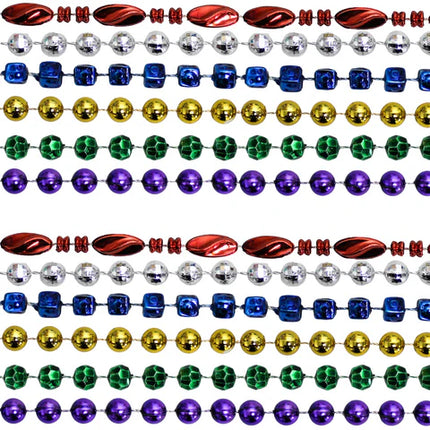 42 Inches Mix 6 Styles & Metallic 6 Color Beads Necklaces