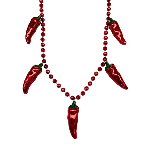 42 Red Hot Chili Pepper Bead Necklace