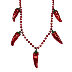 42" Red Hot Chili Pepper Bead Necklace