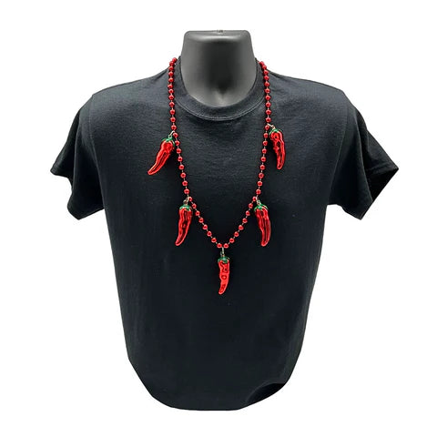 42 Inches Red Hot Chili Pepper Beaded Necklace
