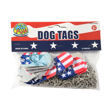Patriotic Dog Tag Pendant Necklaces - 12 Pack