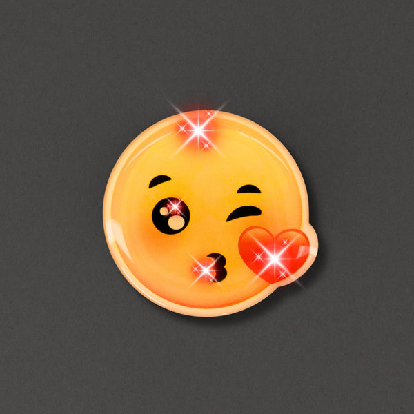 Kissy Face Emoji Light Up LED Party Pins