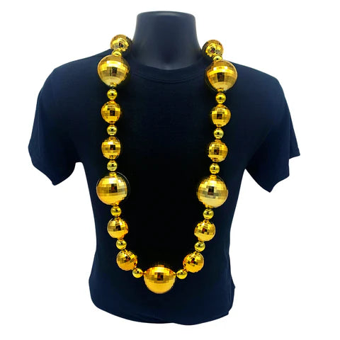 44 Inches 20/40/60mm Gold Globe Beaded Necklace