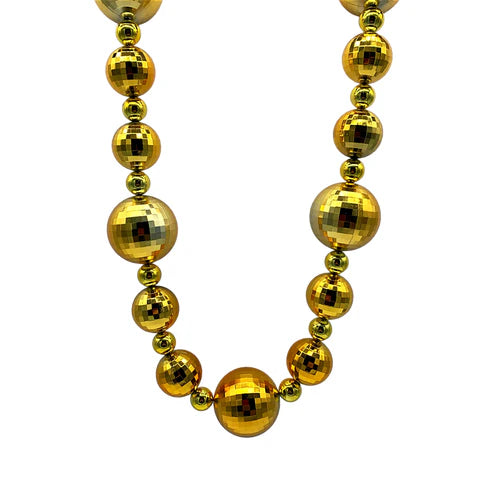 44 Inches 20/40/60mm Beaded Gold Globe Necklace