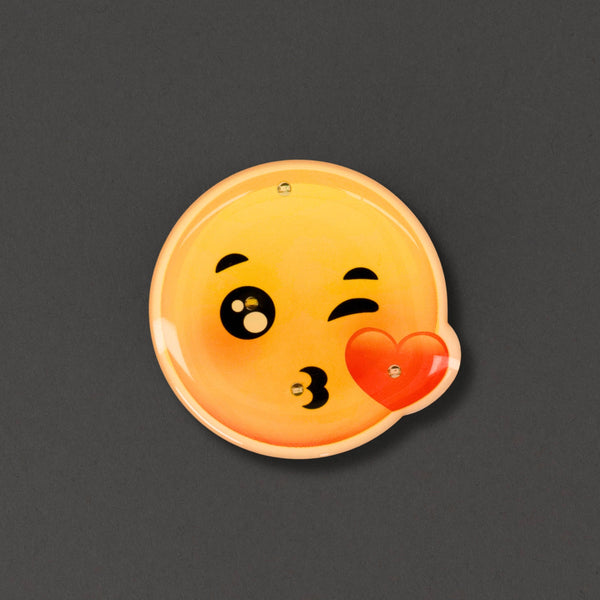 Kissy Face Emoji Light Up LED Party Pins