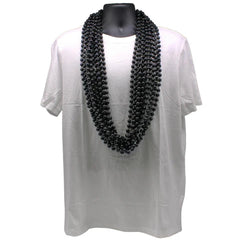 48" 10mm Round Black Mardi Gras Beads - Pack of 12 Necklaces