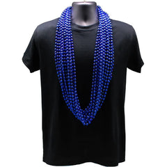 48" 10mm Round Metallic Royal Blue Mardi Gras Beads - Pack of 12 Necklaces
