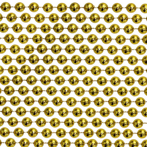 48 Inches 14mm Round Metallic Gold Mardi Gras Beads - 12 Necklaces