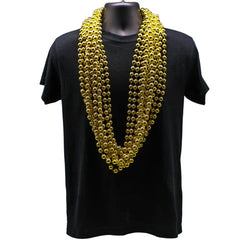 48" 14mm Round Metallic Gold Mardi Gras Beads - Pack of 12 Necklaces
