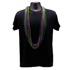 48" 8mm Round Metallic Purple, Gold & Green Mardi Gras Beads - Pack of 12 Necklaces