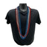 48 Inches 8mm Round Metallic Red Blue and Silver Beads - Pack of 12 Necklaces