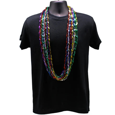 48 Inches Swirl Metallic 6 Color Mardi Gras Beads - Pack of 12 Necklaces