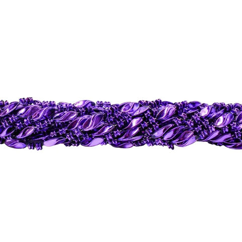 48 Inches Swirl Metallic Purple Mardi Gras Beaded Necklaces - Pack of 12