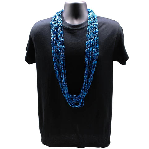 48 Swirl Metallic Royal Blue Mardi Gras Beads - Pack of 12 Necklaces