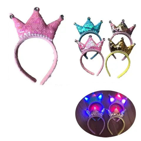 Light Up 3 Function Sequin Pearl Princess Crown Headband