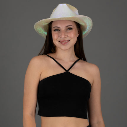 Sparkly Iridescent Glitter Space White Cowboy Hats - Pack of 2
