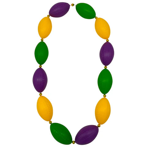 50 Inches Purple, Green and Gold Football Necklace with 10mm Gold Spacer