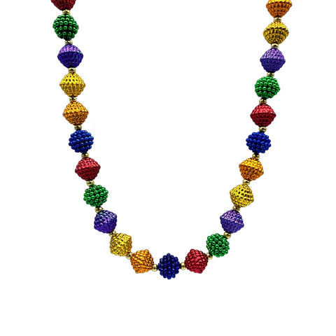 50 Inches Rainbow Berry Bead Mardi Gras Beaded Necklace