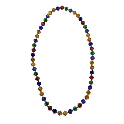 50 Inches Rainbow Berry Bead Mardi Gras Beads Necklace