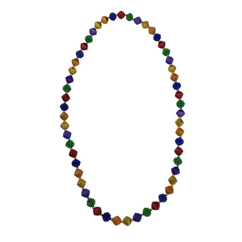 50 Inches Rainbow Berry Bead Mardi Gras Beads Necklace