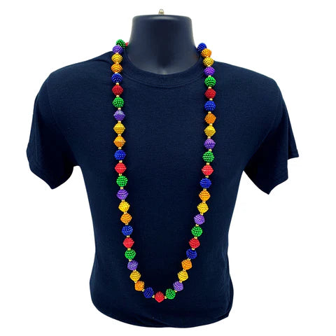 50 Inches Rainbow Berry Mardi Gras Beads Necklace