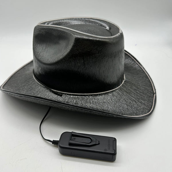 EL WIRE Light Up Black Iridescent Space Cowboy Hat - Pack of 24 Hats