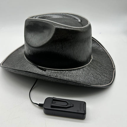 Black EL WIRE Light Up Iridescent Space Cowboy Hats - Pack of 18 | PartyGlowz