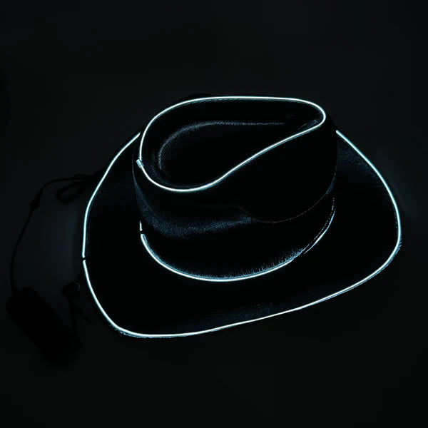 EL WIRE Light Up Iridescent Space Black Cowboy Hat - Pack of 36 Hats