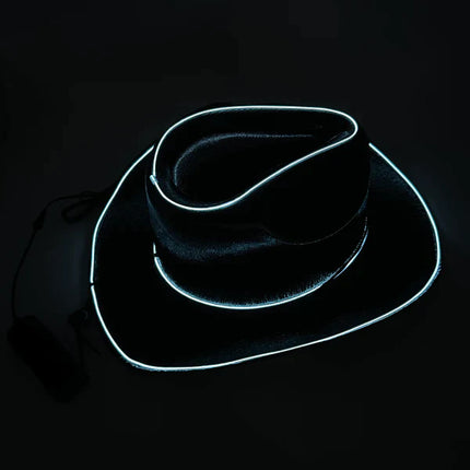 Black EL WIRE Light Up Iridescent Space Cowboy Hats - Pack of 18 | PartyGlowz