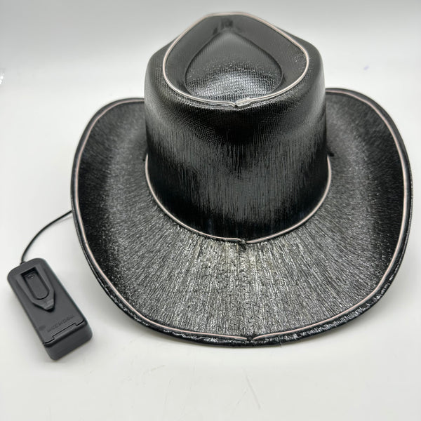 Black EL WIRE Light Up Iridescent Space Cowboy Hats - 3 | PartyGlowz