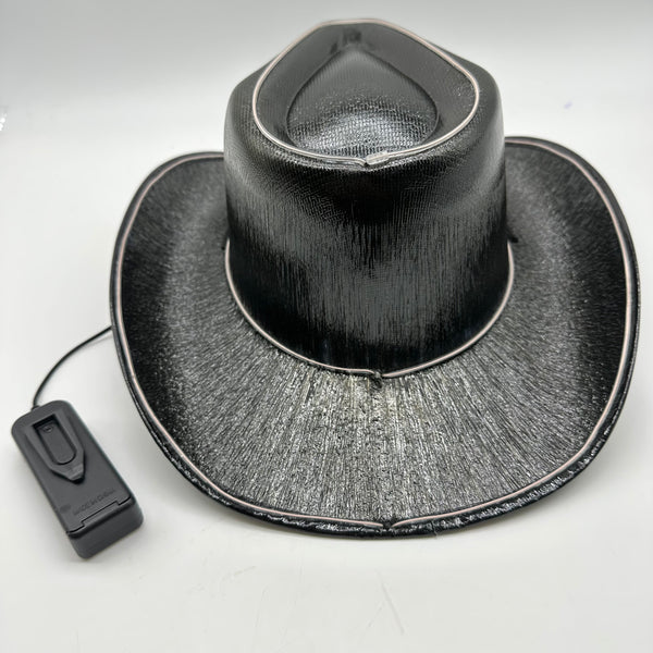 EL WIRE Light Up Iridescent Space Black Cowboy Hat - Pack of 36 Hats