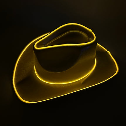 EL WIRE Light Up Iridescent Space Gold Cowboy Hat | PartyGlowz
